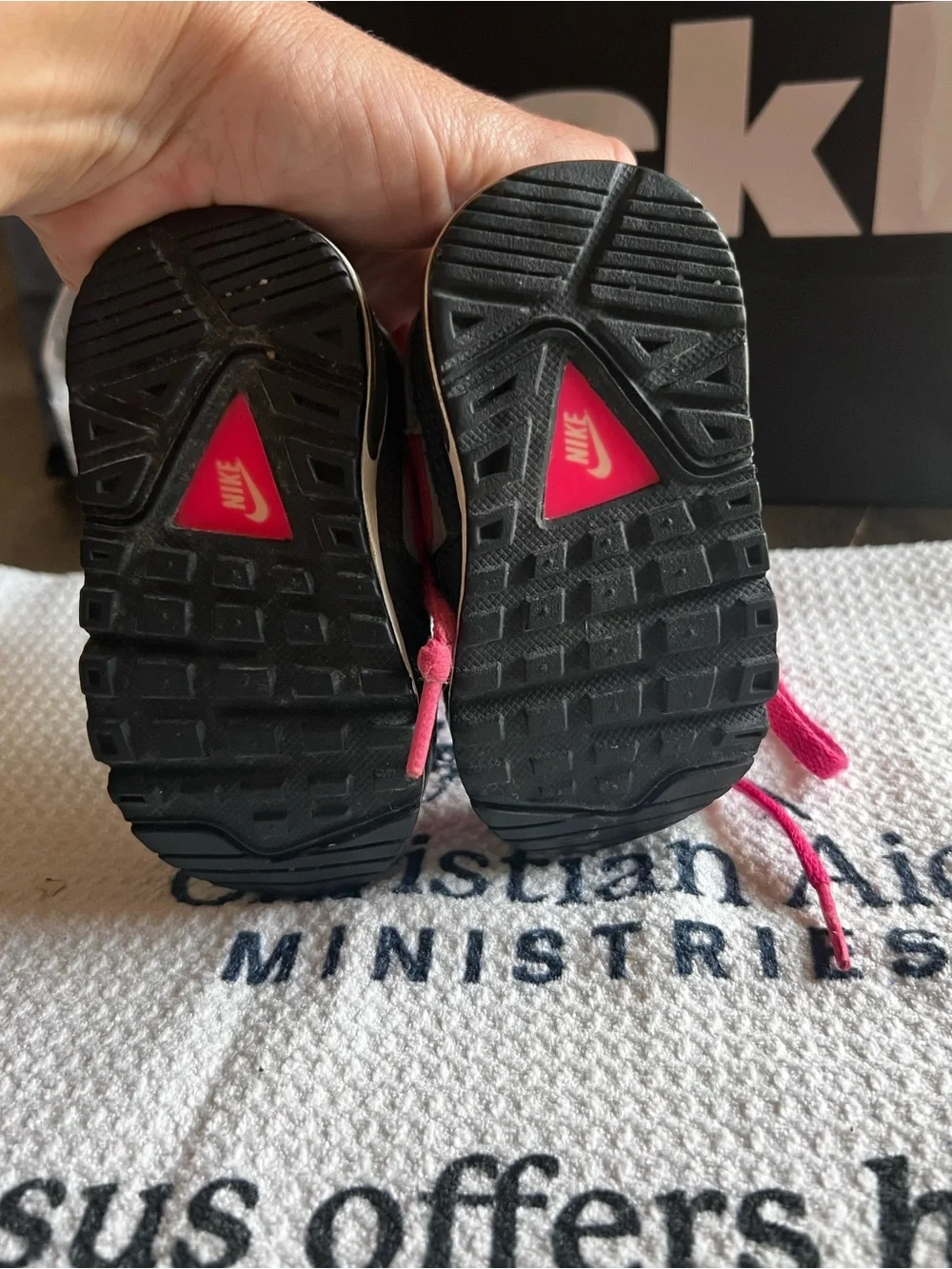 Nike Kids Gray Sneakers with Bright Pink Laces